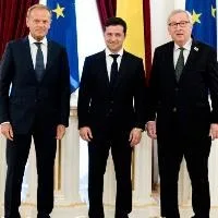 Tusk - Zelensky - Juncker - Photo EC EU unwavering in its support for Ukraine