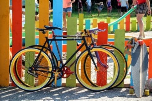 Coloured bicyles