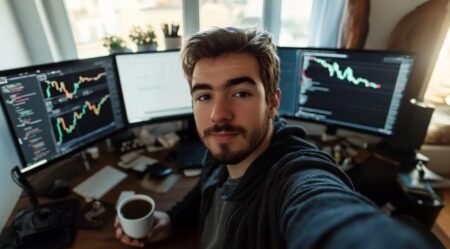 Siranogroup Reviews: How Intelligent Trader Support Works Trader with screens and coffee