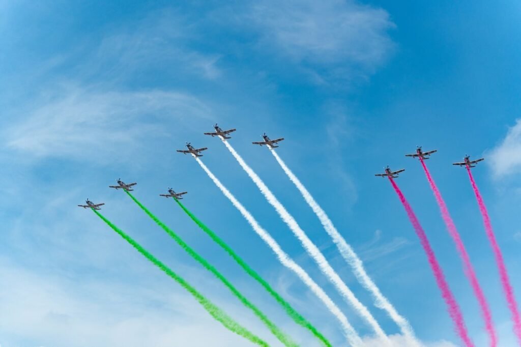 Defence aircraft in formation - Image by Israel Torres on Pexels