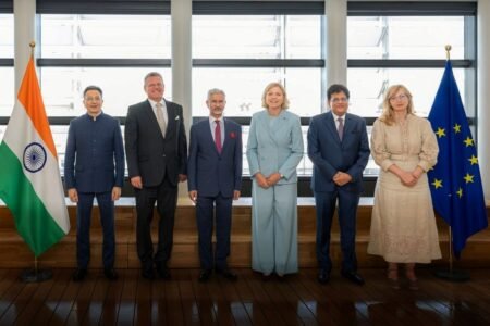 EU-India Free Trade Agreement set for 2027 entry into force Jitin Prasada, Maros Sefcovic, Subrahmanyam Jaishankar, Henna Virkkunen, Piyush Goyal, Ekaterina Zaharieva - Photo © European Union 2026