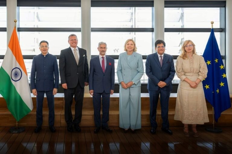 EU-India Free Trade Agreement set for 2027 entry into force Jitin Prasada, Maros Sefcovic, Subrahmanyam Jaishankar, Henna Virkkunen, Piyush Goyal, Ekaterina Zaharieva - Photo © European Union 2026