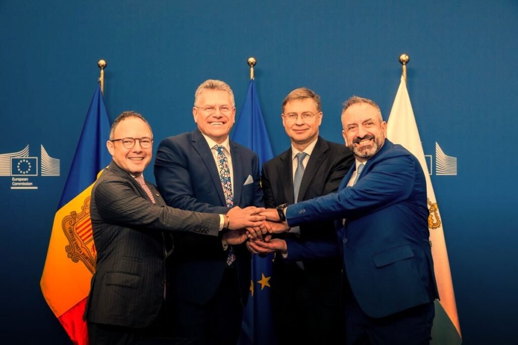 Andorra and San Marino move closer to EU with Association Agreement Espot - Šefčovič - Dombrovskis - Beccari Photo © European Union 2026